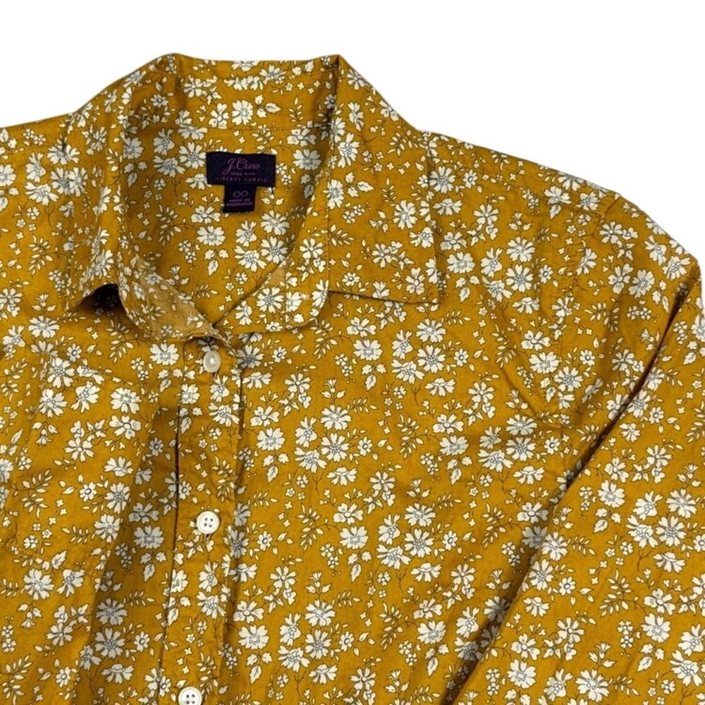 J.Crew Liberty Fabric Floral Button Down Shirt Mustard Yellow Size 00 Top